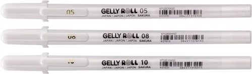 Miniatura 2 de SAKURA Gelly Roll Basic - Juego de 3 bolígrafos de gel blanco, varios tamaños Bolígrafos opacos para resaltados, dibujo y manualidades