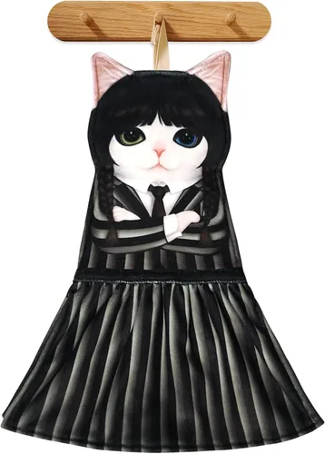 Miniatura 21 de PAT JUUMG - Toallas graciosas de mano con forma de gato para decoración de baño y cocina, toallas decorativas colgantes para la cara, súper