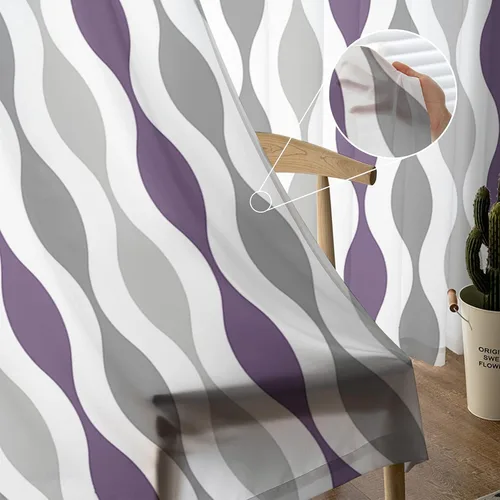 Miniatura 5 de Cortinas semitraslúcidas modernas de mediados de siglo de 84 pulgadas de largo para decoración de sala de estar, cortinas de gasa con bolsillo