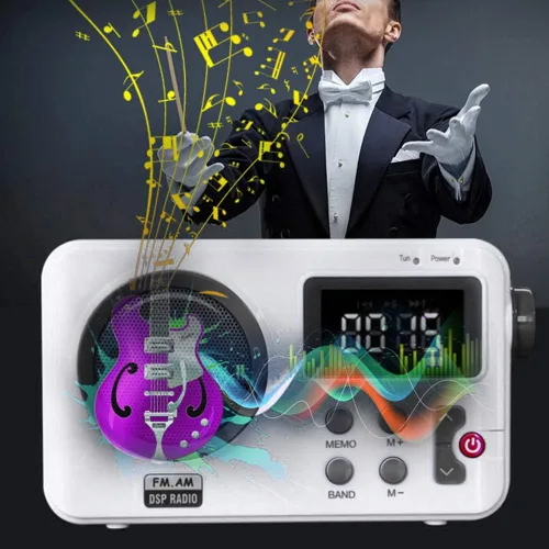 Miniatura 6 de UXELY Altavoz de ducha - Radio AM/FM con pantalla LCD, estéreo portátil con puerto para auriculares para el hogar, playa, bañera de hidromasaje, baño