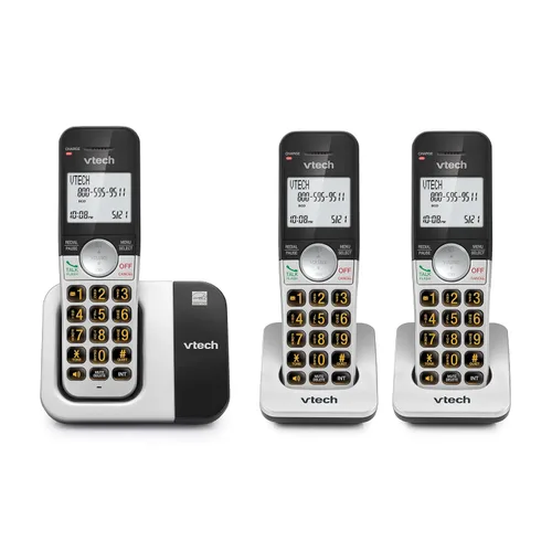 Miniatura 25 de VTech Teléfono inalámbrico de 3 auriculares con contestador, con pantalla grande y grandes botones de identificación de llamadas, altavoz