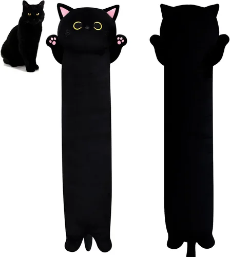 Almohada de felpa de gato de 22.5 pulgadas de largo, animal de peluche de gato largo, almohada gigante para abrazar para niños y adultos, peluche de
