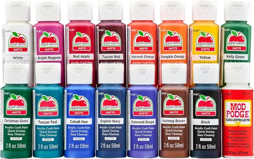 Apple Barrel Kit de colores de otoño, juego de 16 piezas que incluye 15 pinturas acrílicas para manualidades y 1 Mod Podge Gloss, 96426