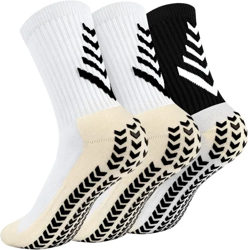 HUANLANG Anti Slip Soccer Socks Mens Athletic Grip Socks Non-slip Sports Sock Anti Blister Socks with Grips Unisex 2 Pairs