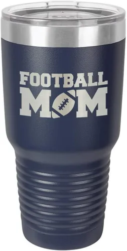 Miniatura 11 de FOOTBALL MOM - Vaso negro de 30 onzas con popote y tapa superior deslizante Taza de viaje de acero inoxidable Comparar con Yeti Rambler