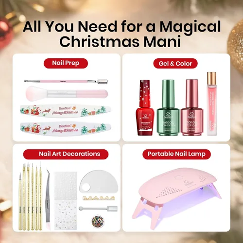 Miniatura 18 de Beetles - Kit de esmalte de uñas de gel rosa nude con lámpara de uñas LED UV, 6 piezas, kit de iniciación, gel base, capa superior, juego de esmalte
