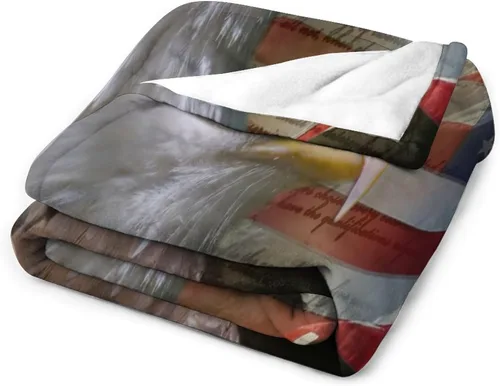 Miniatura 3 de Manta de bandera estadounidense con águila calva, decoración patriótica, forro polar esponjoso, grueso, tamaño grande, suave para sofá, silla, cama
