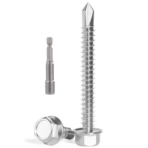 Miniatura 38 de VGBUY 170 tornillos autoperforantes para metal, tornillos autorroscantes de chapa metálica de acero inoxidable 410 #10 x 3/4 pulgadas, tornillos