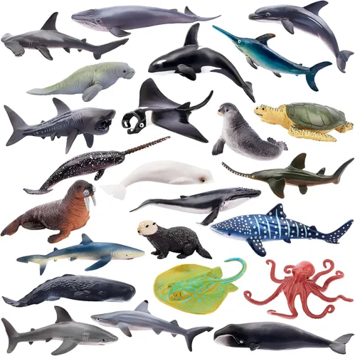 Miniatura 11 de Toymany 10 figuras realistas de juguete de baño de tiburón de 5 a 6 pulgadas de largo, juego de figuras de plástico de animales marinos del océano