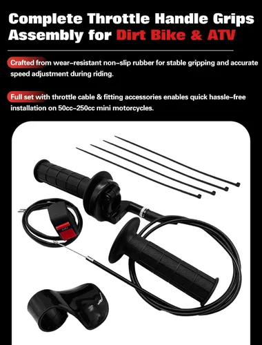 Miniatura 3 de Auto-Moto Puños de Acelerador del Manillar + Cable del Acelerador + Abrazadera de Carcasa del Acelerador para 50cc 79cc 125cc 250cc Moto de Cross