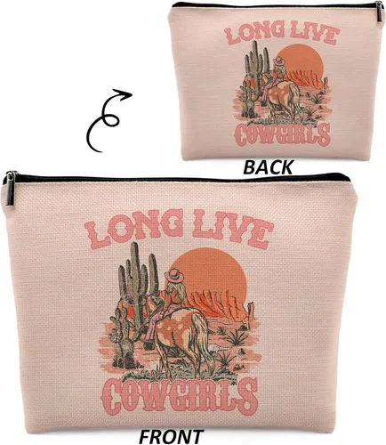 Miniatura 2 de Bolsa de cosméticos de vaquera rosa, suministros escolares occidentales para niñas adolescentes, bolsa de maquillaje para bolso, bolsa de maquillaje