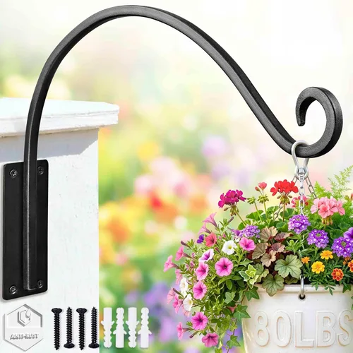 Qiang Ni Colgador de plantas de alta resistencia, soporte de metal para plantas de montaje en pared de 16 pulgadas, 80 libras, para interiores y