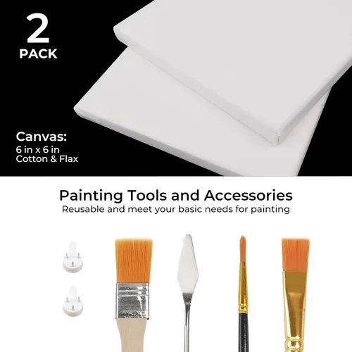 Miniatura 5 de Funto Juego de pintura acrílica texturizada, 12 colores, kit completo de pintura con herramientas y lienzos, kit de suministros de pintura
