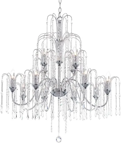 Miniatura 10 de Vienna Full Spectrum Lámpara de araña cromada plateada de 29 pulgadas de ancho, brazo curvado de cristal transparente, 6 lámparas, comedor, casa