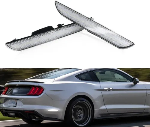 Para Ford Mustang 2015 2016 2017 2018 2019 2020 2021 2022 2023 Luces de marcador lateral para parachoques trasero Lentes transparentes Lámpara Led