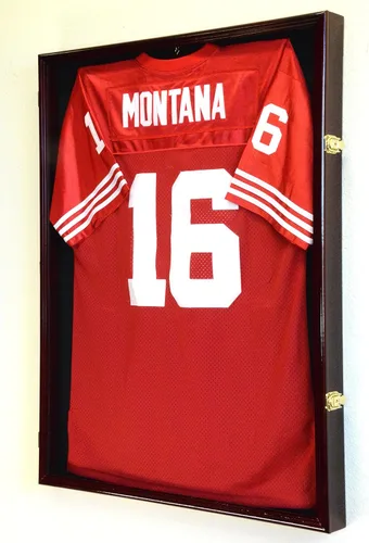 Miniatura 8 de XL Jersey Vitrina 98% Protección UV - Fútbol/Hockey/Béisbol/Baloncesto/Fútbol Shadowbox Montaje en Pared negro (Black Wood Finish)