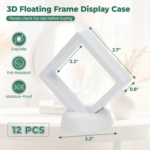 Miniatura 30 de EsLuker.ly Juego de 6 soportes de exhibición de marco flotante 3D, vitrina flotante transparente de polietileno, caja de almacenamiento de joyería