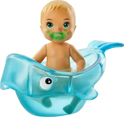 Miniatura 4 de Barbie Skipper Babysitters Inc. - Juego de alimentación y baño con muñeca de bebé que cambia de color, bañera, esponja de paleta y accesorios