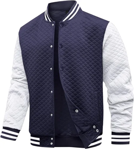 Miniatura 12 de Wizoat Chaqueta universitaria para hombre, chaqueta ligera casual con diseño de gofre, chaquetas bomber