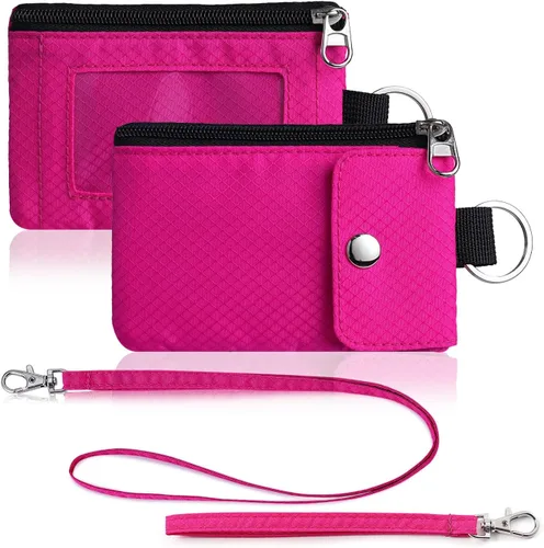 Miniatura 27 de Artpaxy Cartera minimalista para hombres y mujeres, llavero con bloqueo RFID, con cremallera, pequeña cartera con ventana de identificación, 2