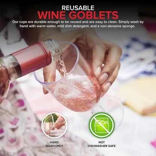 Miniatura 5 de Stock Your Home Copas de vino de plástico transparente de 5 onzas (paquete de 40 unidades), sin BPA y reciclable, copa de vino inastillable, vasos