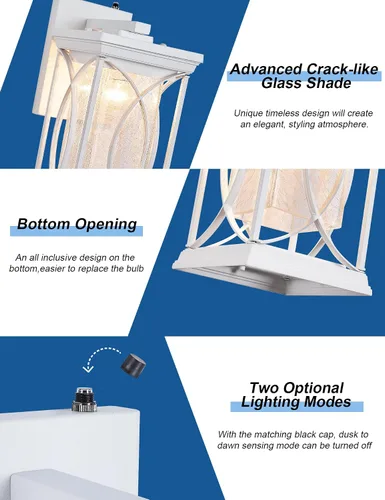 Miniatura 5 de Luz de Aplique Exterior Blanca de Anochecer a Amanecer, Accesorios de Iluminación Exterior, Montaje en Pared, Luz de Porche, Luz de Pared Exterior