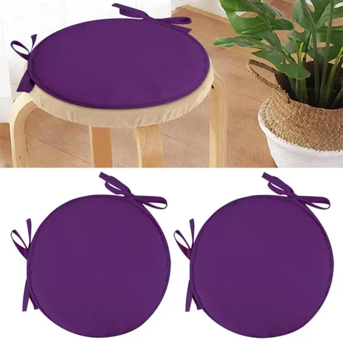 Miniatura 12 de Womenyiaor Juego de 2 cojines redondos para sillas de bistró para interiores y exteriores, cojines para sillas de bistró con lazos, cojines redondos