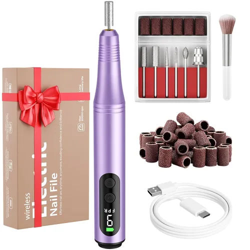 Miniatura 10 de Kit de taladro eléctrico de uñas, lima de uñas eléctrica, máquina de taladro de uñas inalámbrica para uñas de polvo de gel acrílico, manicura Blanco