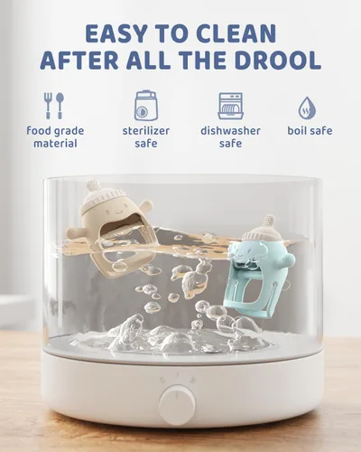 Miniatura 6 de ChooKaChoo Paquete de 2 juguetes de dentición para bebés durante más de 3 meses, guantes de dentición de silicona de grado alimenticio, mordedores