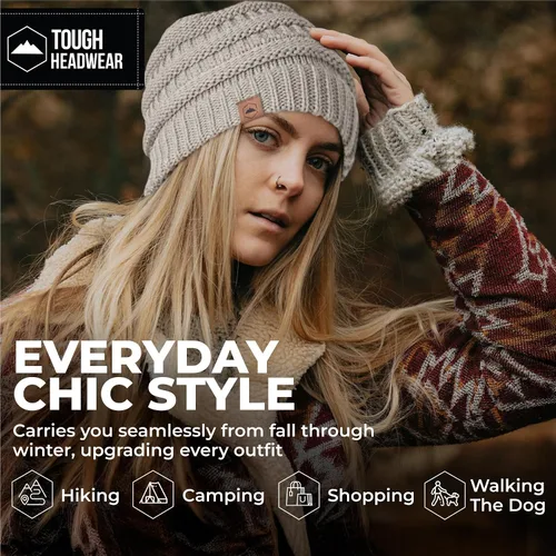 Miniatura 36 de Gorro de punto para mujer, cálido y suave, elástico, para clima frío de Tough Headwear