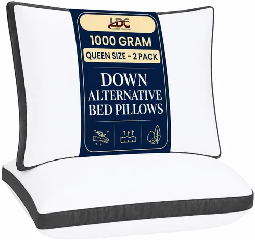 Miniatura 14 de LUX Décor - Juego de 2 almohadas suaves de hotel con refuerzo, para dormir de lado, boca abajo y de espalda, almohadas de cama de hotel alternativas