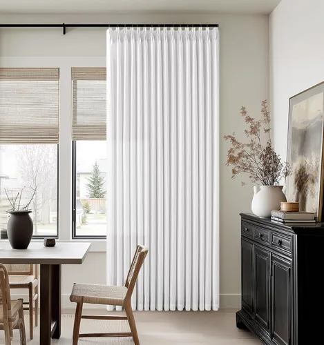 Miniatura 23 de TWODRAPES Cortinas de Lino Plisadas con Pinza Beige Blancas de 54 Pulgadas de Largo 2 Paneles para Comedor Cocina Dormitorio Plisadas Semi