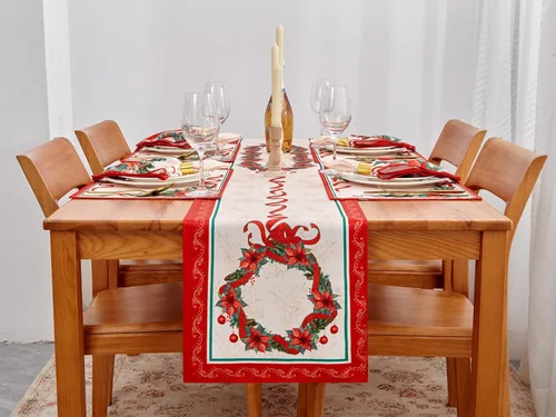 Miniatura 4 de YiHomer Cinta de Pascua de tela estampada para Navidad, vacaciones de invierno, Navidad, camino de mesa, 14 x 72 pulgadas