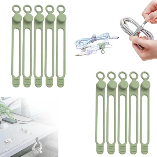 Miniatura 21 de Bridas de silicona para cables, organizador de cables de silicona, organizador de cables reutilizable, organizador de cables multiusos para viajes