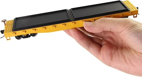Miniatura 3 de Evemodel C8741 2pcs HO Scale 1:87 52' Transportador plano de coche plano 52 pies Modelo Tren Contenedor de transporte de carga Coche (amarillo)