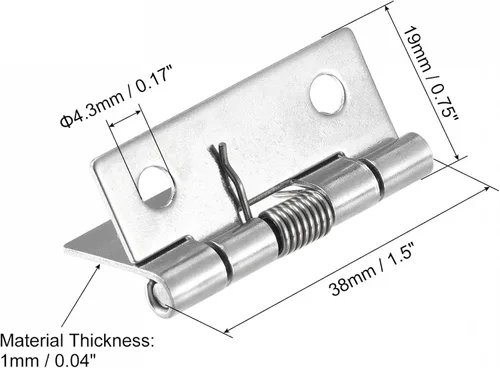 Miniatura 2 de uxcell Bisagras cargadas por resorte, bisagra de cierre automático de acero inoxidable 304 de 1.5 "para gabinete 4pcs