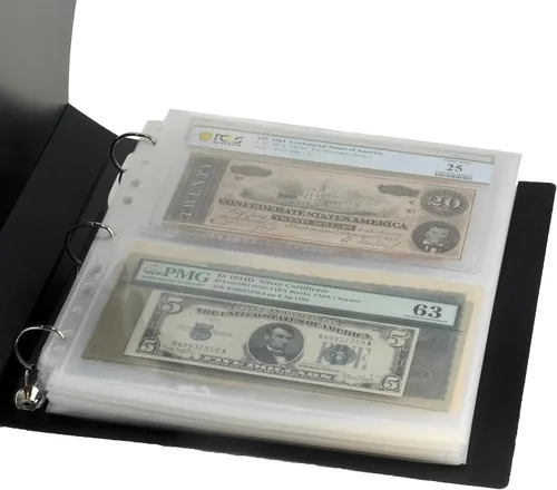 Miniatura 4 de Ursae Minoris Álbum económico de formato estándar con 3 anillos en D para hasta 40 billetes grandes/graduados, postales de hasta 8 x 5 pulgadas
