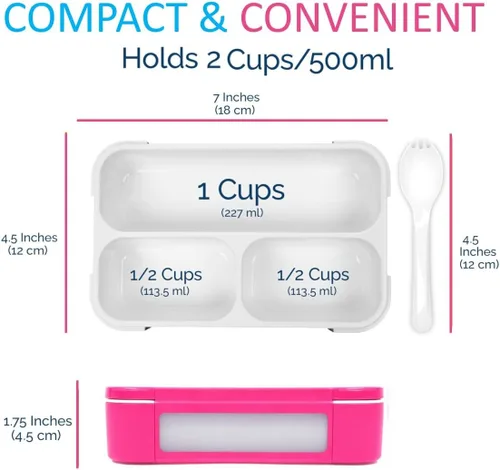 Miniatura 4 de kinsho Contenedor de aperitivos – Lonchera pequeña Bento para niños, niñas y pequeños MINI cajas a prueba de fugas, caja Bento para bebé para Azul