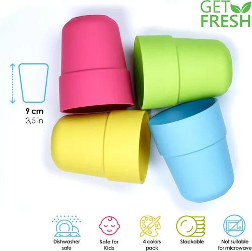 Miniatura 2 de Vasos de bambú para niños, juego de 4 vasos apilables de bambú, juego de vajilla de bambú para niños, tazas de bambú para niños, aptos