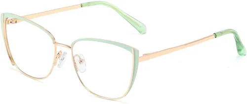 Miniatura 10 de Gafas de bloqueo de luz azul retro para mujer, marco de metal, gafas de ojo de gato
