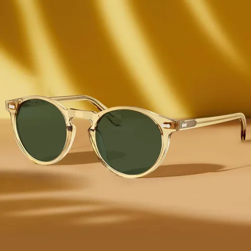 Miniatura 79 de CARFIA Gafas de sol polarizadas de acetato redondo para mujer, protección UV de cara pequeña con funda de cuero CA5288