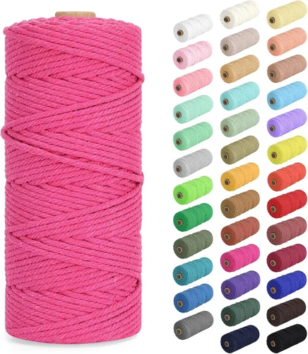 Miniatura 86 de Cordón de macramé de 0.079 in x 380 yardas (1140 pies), cuerda de algodón natural para colgar en la pared, ganchos de plantas, manualidades, Beige