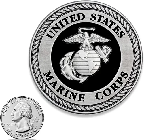 Miniatura 2 de Medalla USMC – 2.25 Pulgadas – Emblema de Cuerpo de Marines EGA de Águila, Globo y Ancla en Negro y Plata