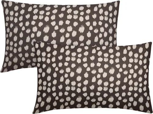 Miniatura 44 de Fundas de almohada marrón y blancas de 18 x 18 pulgadas, juego de 2 almohadas boho grises con lunares, fundas de almohada modernas estampadas