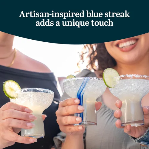 Miniatura 4 de Libbey Blue Ribbon - Juego de 6 vasos de Margarita sin tallo, de inspiración artesanal, elegantes vasos de margarita, cristalería mexicana ligera
