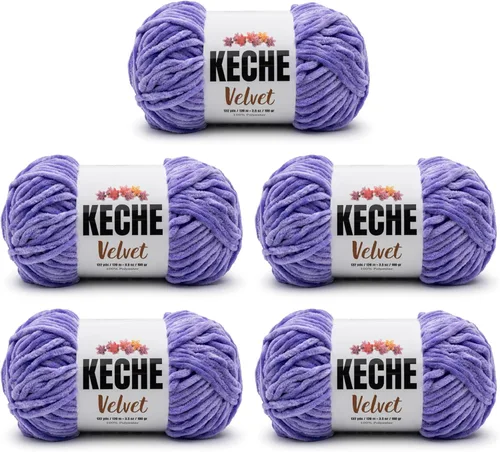 Miniatura 16 de Keche Hilo de terciopelo para ganchillo, manta de felpilla suave, voluminosa, hilo amigurumi, 3.53 oz (132 yardas), color azul bebé