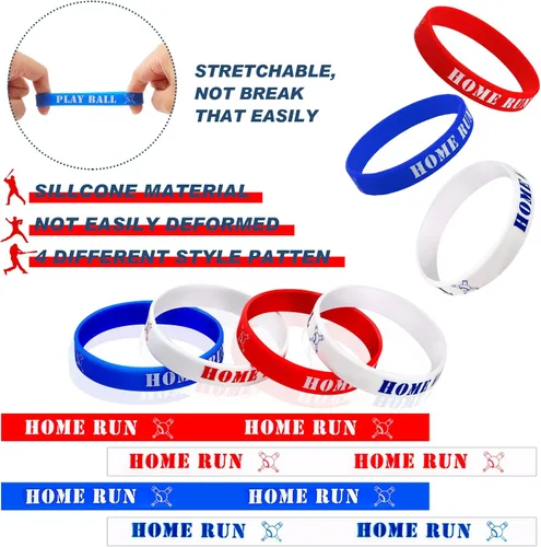 Miniatura 4 de Roowest 24 bolsas de recuerdos de fiesta de béisbol con pulseras con cordón de béisbol, bolsas de regalo para niños, suministros de fiesta