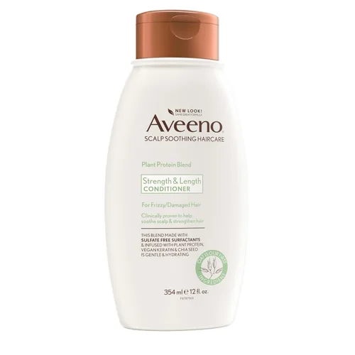 Miniatura 6 de Aveeno Strength & Length - Acondicionador de mezcla de proteínas vegetales, fórmula vegana para cabello fuerte y saludable, blanco, sin perfume, 12