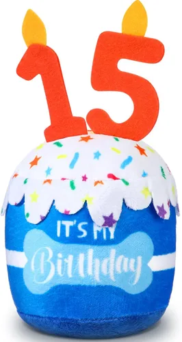 Miniatura 8 de Dansydaisy Accesorios de juguete de pastel de cumpleaños para perros, regalos para niñas y niños, juguete de peluche chirriante para decoración