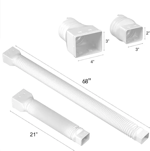 Miniatura 6 de Paquete de 2 extensiones flexibles de bajante de canalón, conector extensor de bajante de drenaje 21"-68", tornillos incluidos, blanco